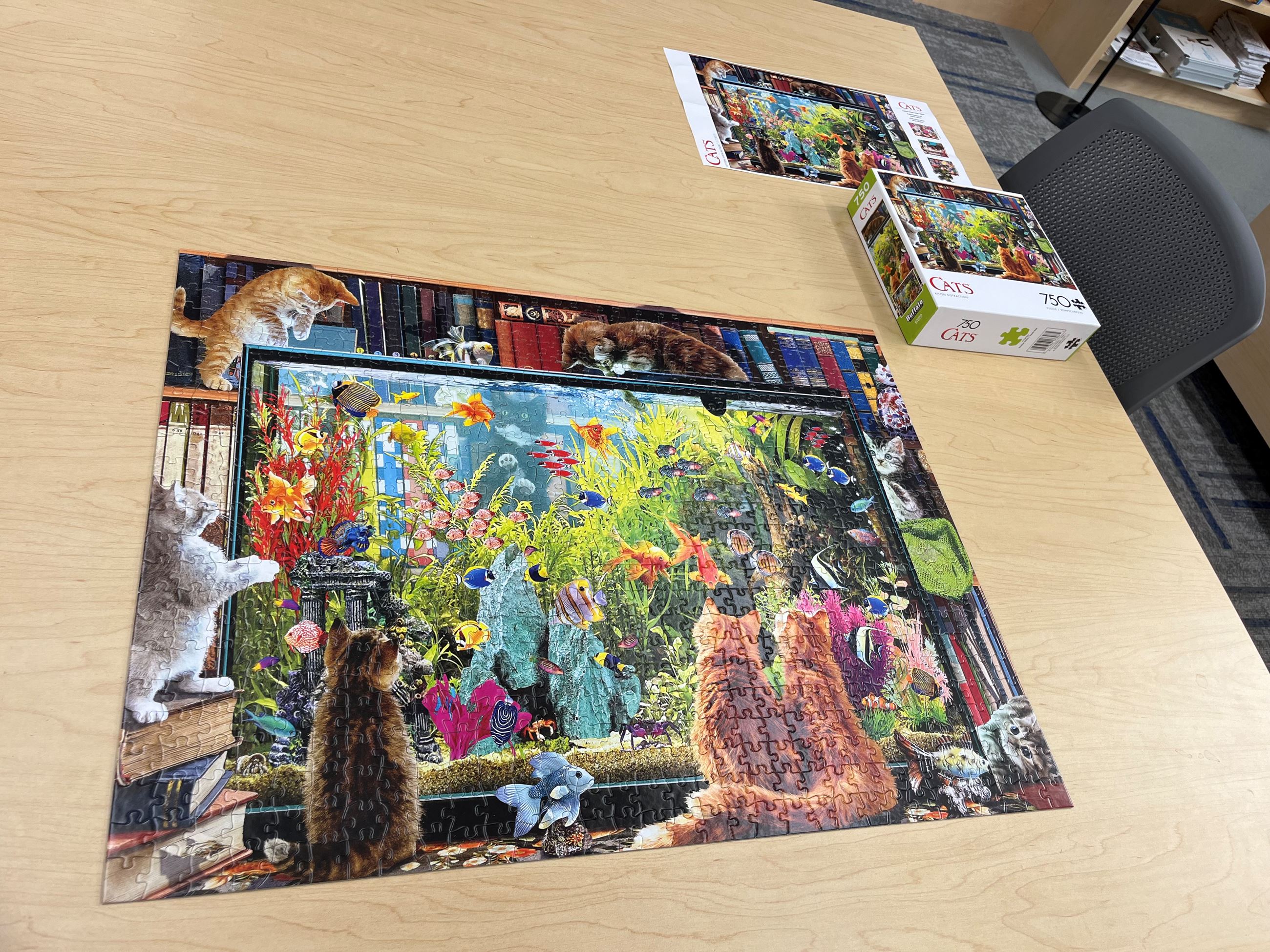 Community Puzzle with completed puzzle of cats