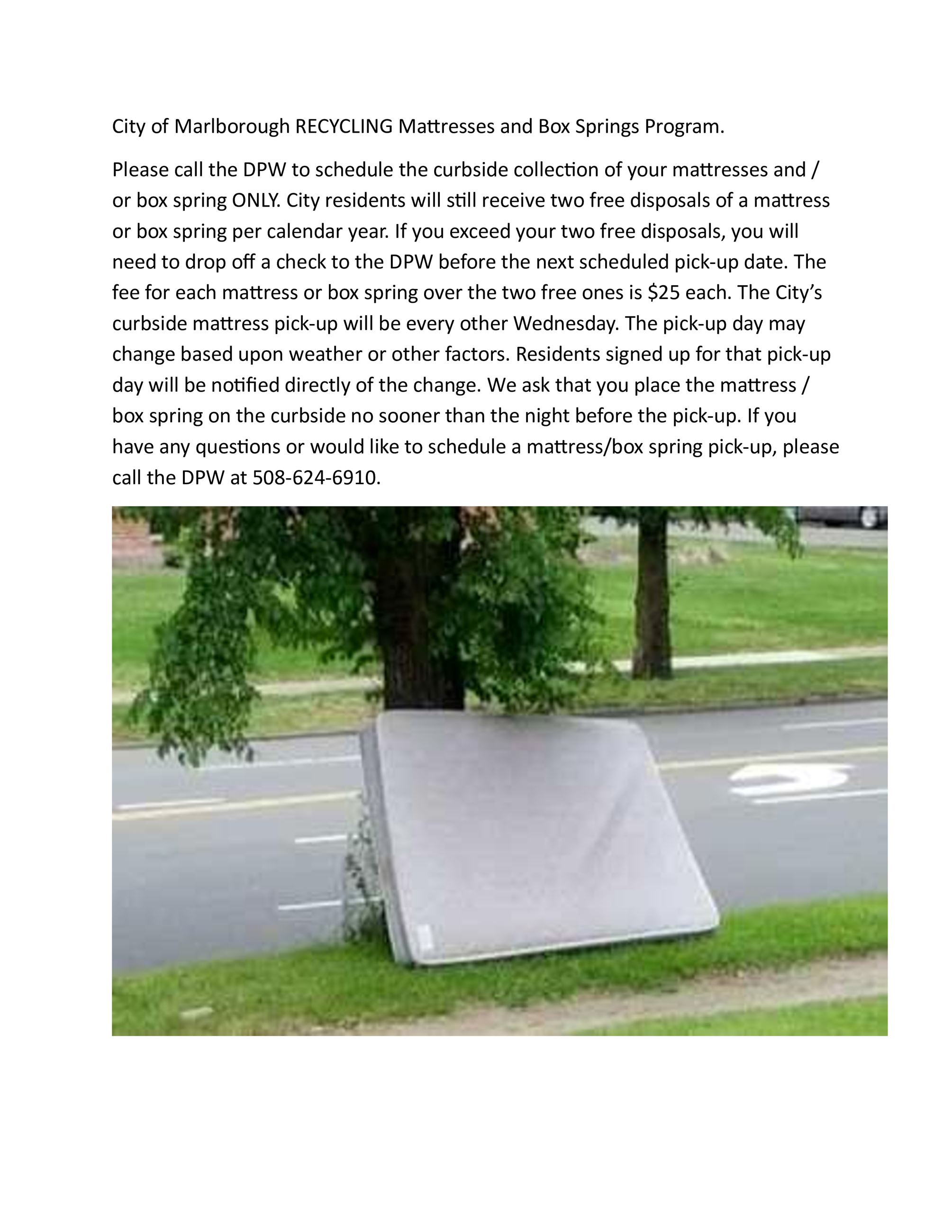 City of Marlborough RECYCLING Mattresses and Box Springs Program