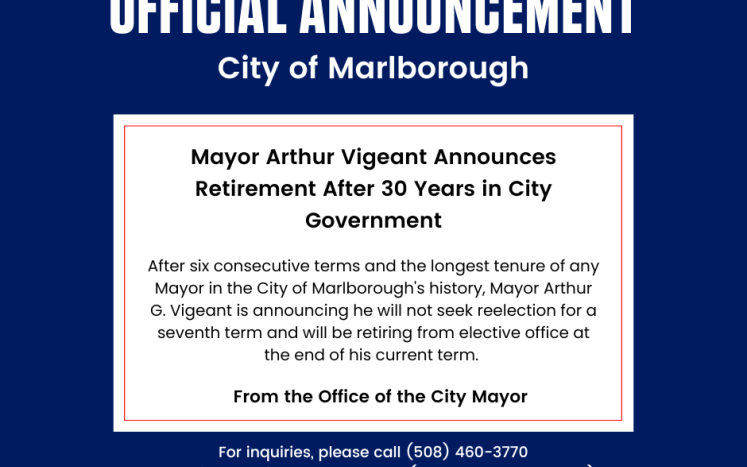 Mayor Arthur Vigeant Announces Retirement After 30 Years in City Government